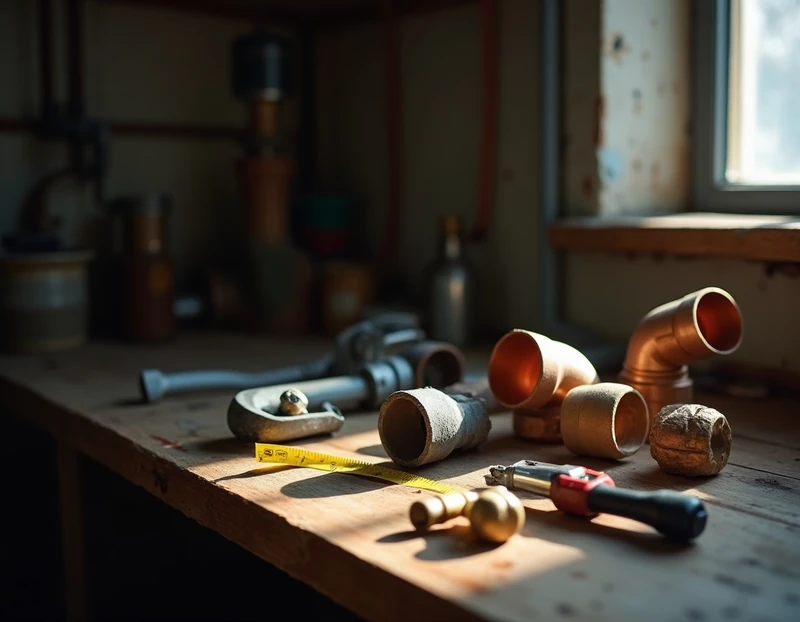 Narzędzia i materiały instalacyjne hydraulika — miedziane kształtki i armatura, Rzeszów